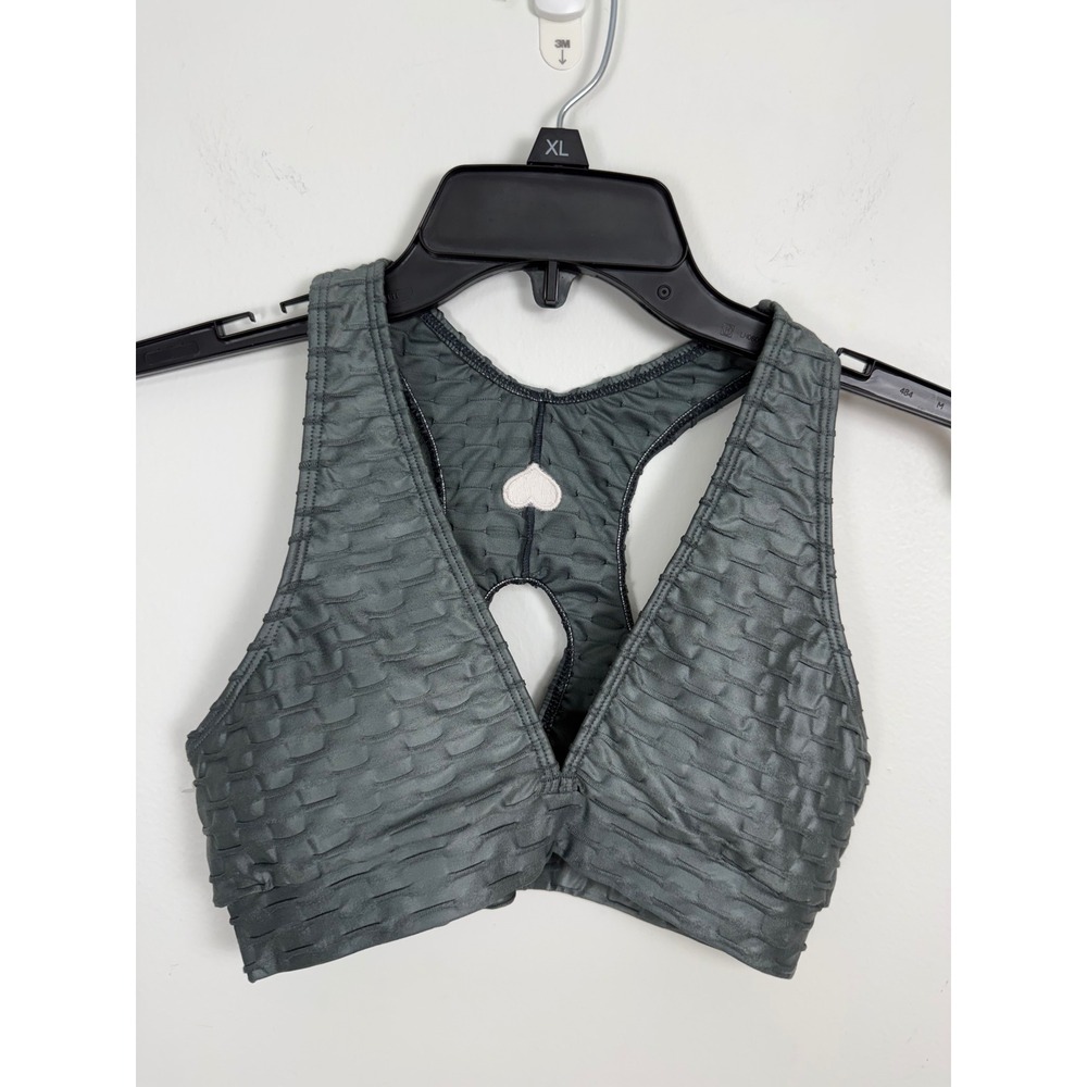 Booty by Brabants Textured Racerback Sports Bra Grey One Size NWOT
